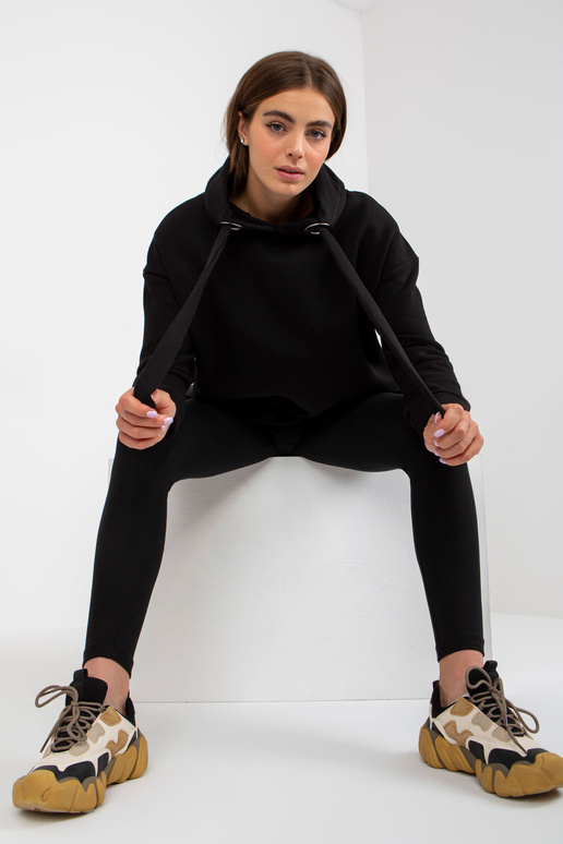 Černá dámská mikina s mikinou Černá dámská mikina s mikinou