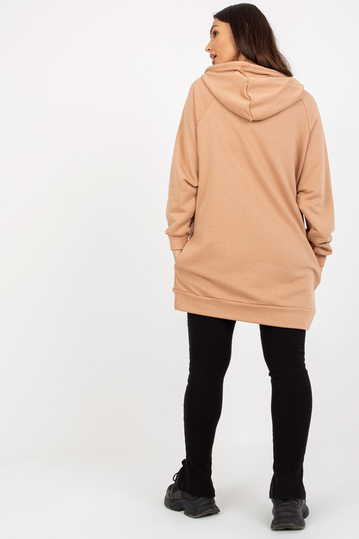 Camelfarbener Baumwoll-Hoodie mit...