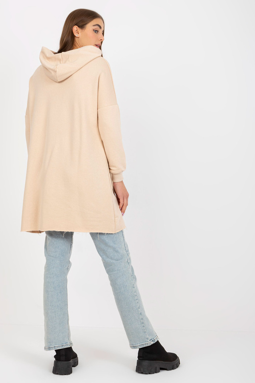 Béžová dlouhá základní mikina s kapucí