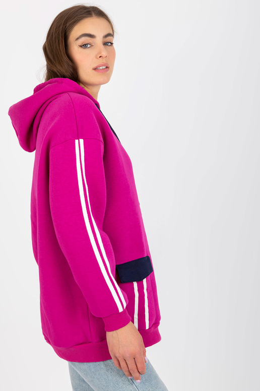 Bavlněná fuchsiová mikina s kapucí