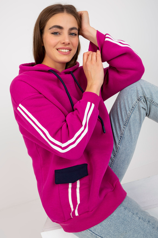 Bavlněná fuchsiová mikina s kapucí