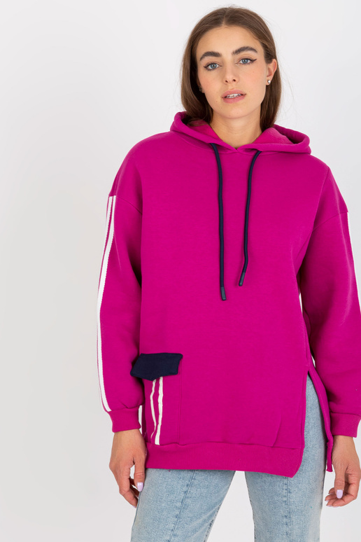 Bavlněná fuchsiová mikina s kapucí