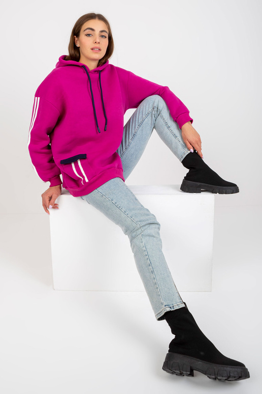 Bavlněná fuchsiová mikina s kapucí
