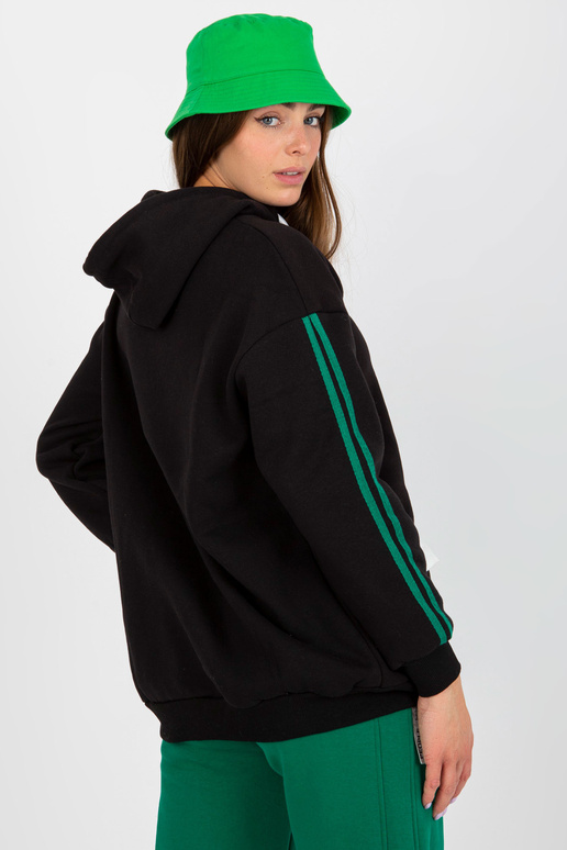 Černá mikina s kapucí a pruhy