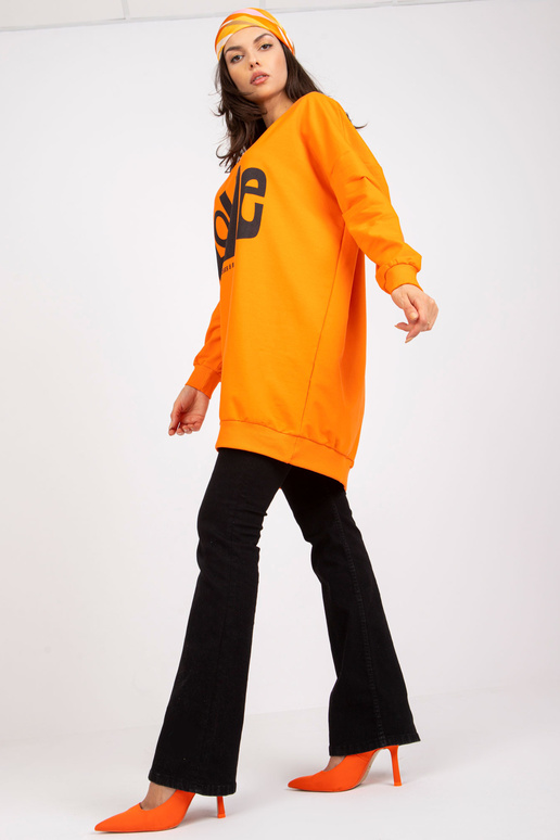 Oranžovo-černá tepláková tunka s... Oranžovo-černá tepláková tunka s...