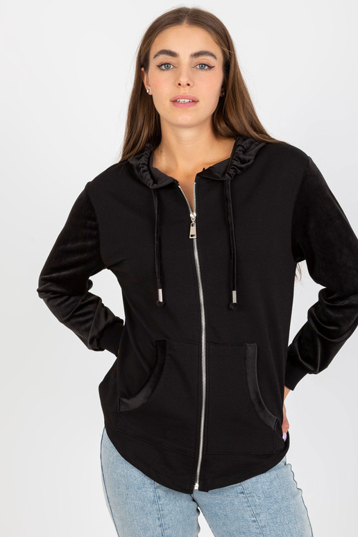 Černá bavlněná mikina s kapucí