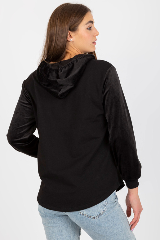 Černá bavlněná mikina s kapucí