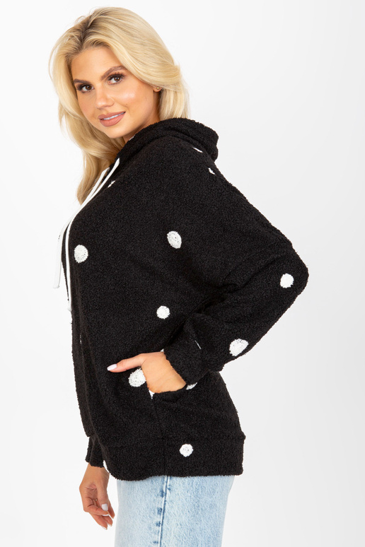 Černá kožešinová mikina s kapucí