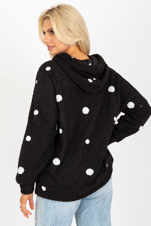 Černá kožešinová mikina s kapucí