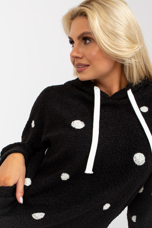 Černá kožešinová mikina s kapucí