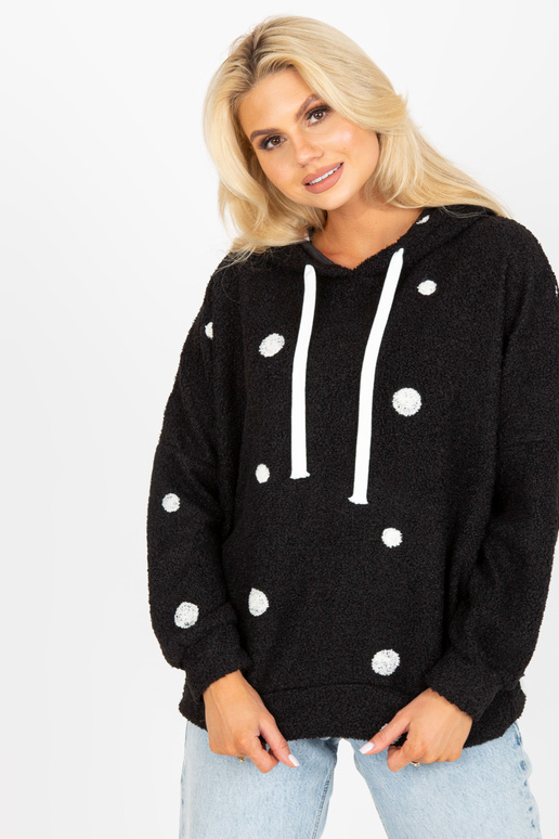 Černá kožešinová mikina s kapucí