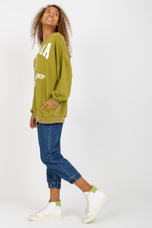 Olivová oversize mikina s potiskem Olivová oversize mikina s potiskem