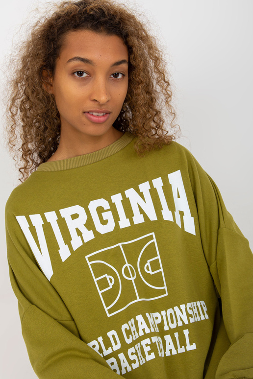 Olivová oversize mikina s potiskem Olivová oversize mikina s potiskem