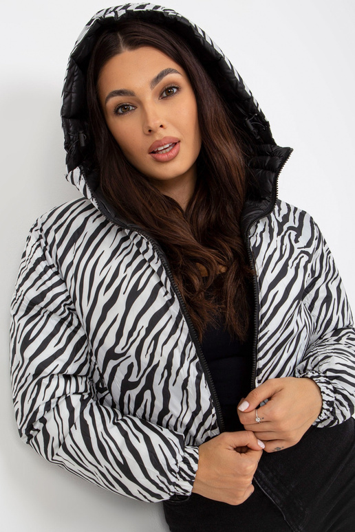Schwarze doppelseitige Zebra-Steppjacke