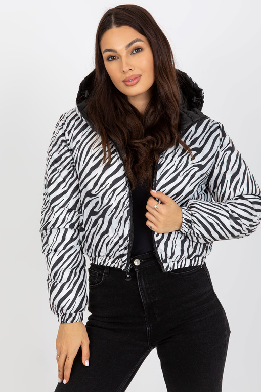 Schwarze doppelseitige Zebra-Steppjacke