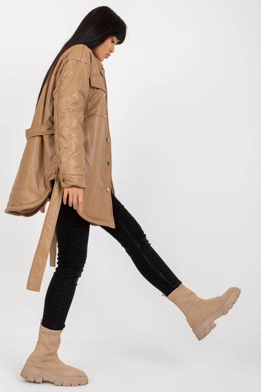 Velbloudí péřová bunda z ekokůže se... Velbloudí péřová bunda z ekokůže se...