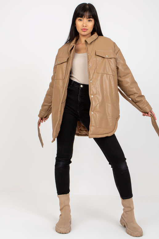 Velbloudí péřová bunda z ekokůže se... Velbloudí péřová bunda z ekokůže se...