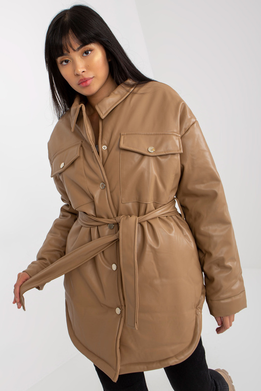 Velbloudí péřová bunda z ekokůže se... Velbloudí péřová bunda z ekokůže se...