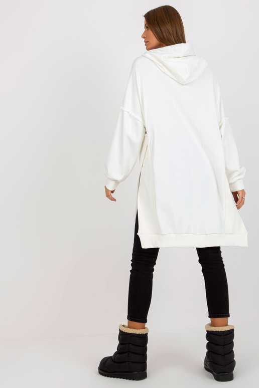 Ecru langes Oversize mikina s Kapuze...