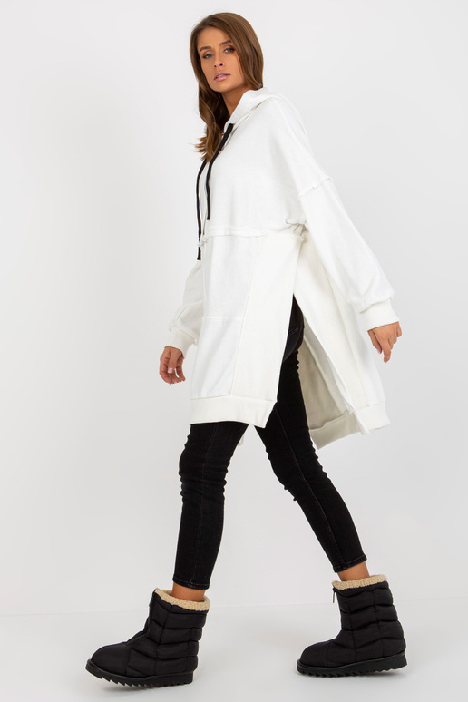 Ecru langes Oversize mikina s Kapuze...