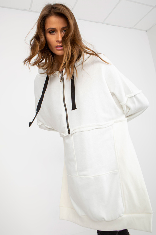 Ecru langes Oversize mikina s Kapuze...