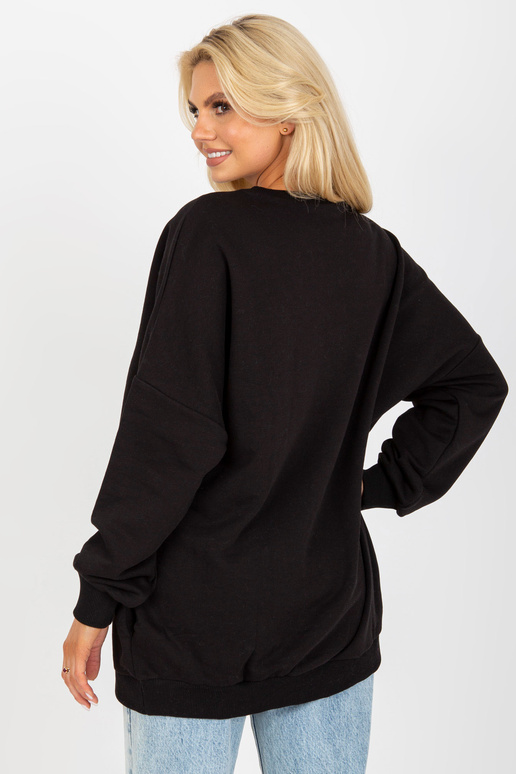 Černá volná mikina s potiskem a kapsami