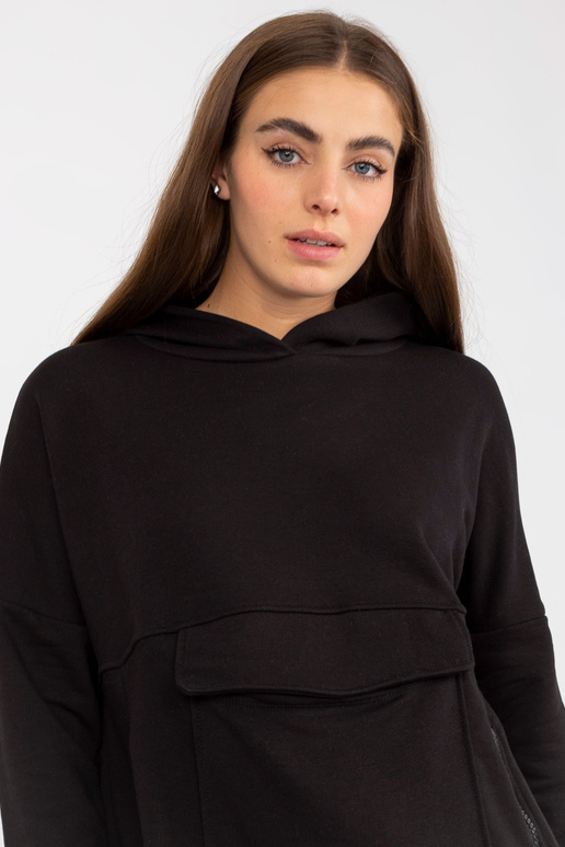 Černá dámská dlouhá mikina se zipy