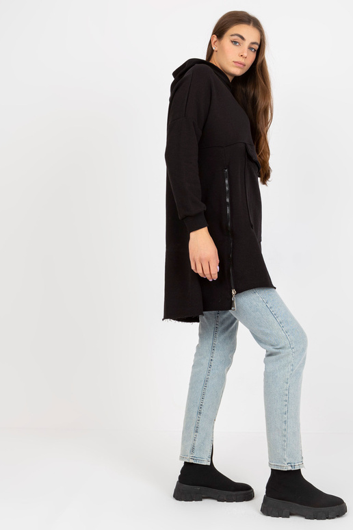 Černá dámská dlouhá mikina se zipy