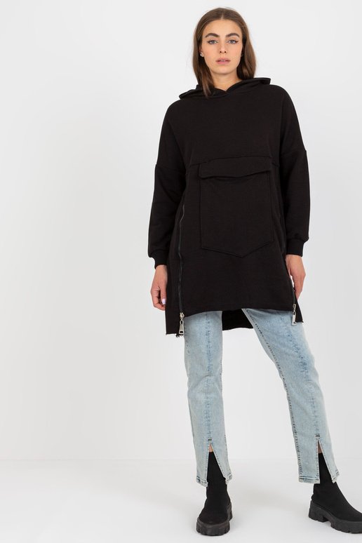 Černá dámská dlouhá mikina se zipy