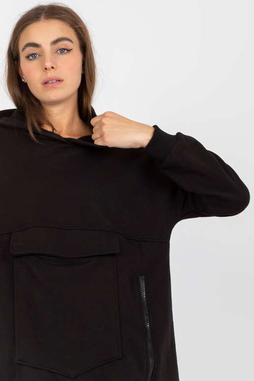 Černá dámská dlouhá mikina se zipy