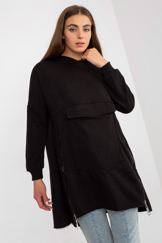 Černá dámská dlouhá mikina se zipy