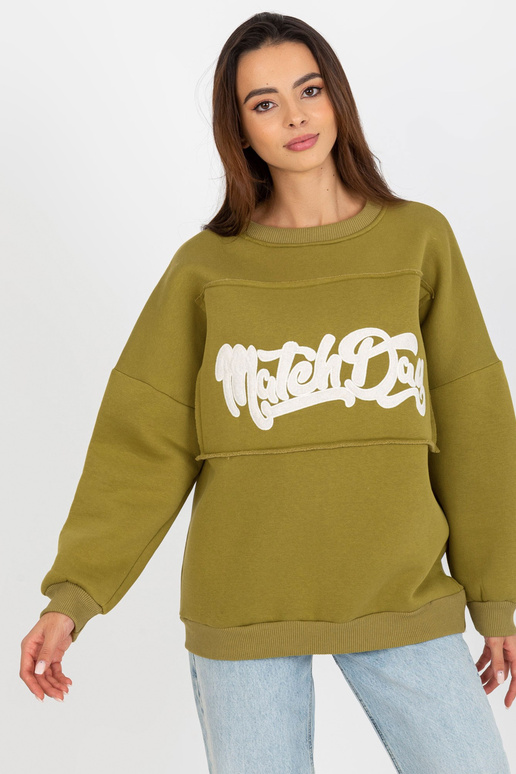 Olivgrünes Kapuzen-Mikina s nášivkami