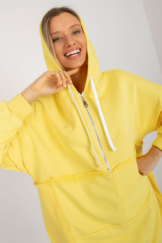 Žlutá dlouhá oversize mikina s kapucí...
