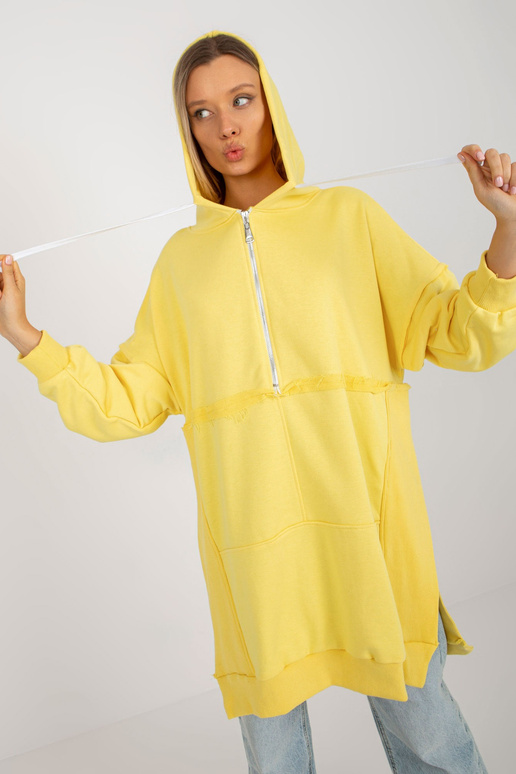 Žlutá dlouhá oversize mikina s kapucí...