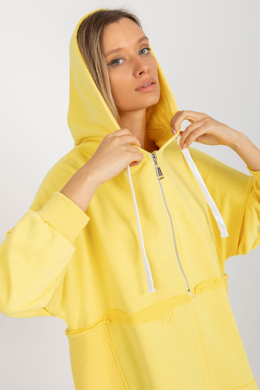 Žlutá dlouhá oversize mikina s kapucí...