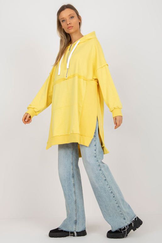 Žlutá dlouhá oversize mikina s kapucí...