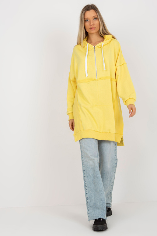 Žlutá dlouhá oversize mikina s kapucí...