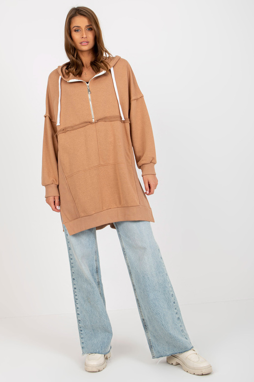 Oversize mikina Kamelfarbenes s...
