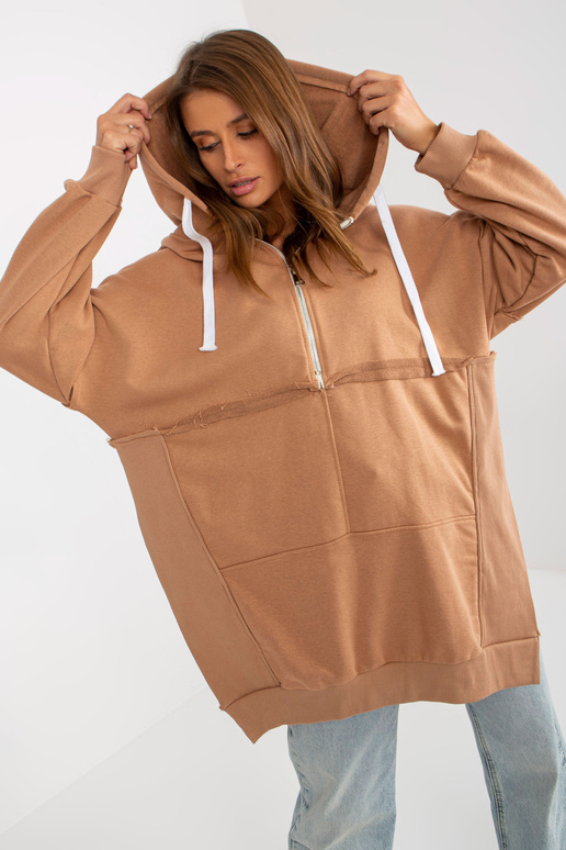 Oversize mikina Kamelfarbenes s...