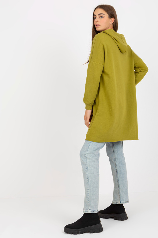 Olivová dlouhá mikina se zipy