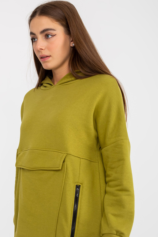 Olivová dlouhá mikina se zipy