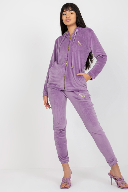 Fialový dámský velurový set s...