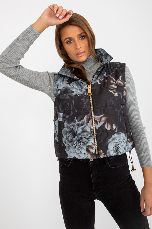 Schwarze gesteppte Blumenweste pro...