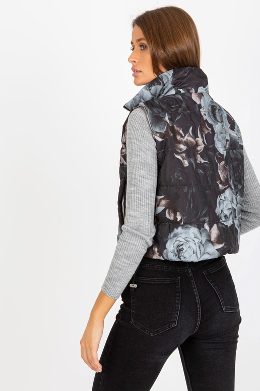 Schwarze gesteppte Blumenweste pro...