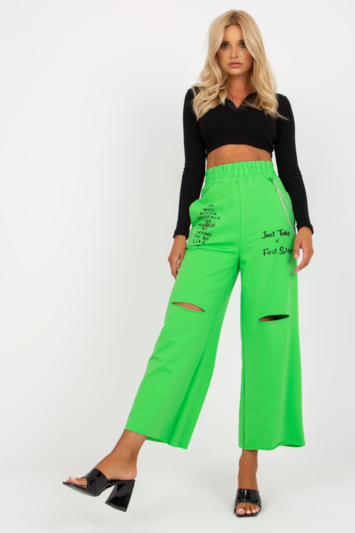 Světle zelené tepláky s vysokým pasem Světle zelené tepláky s vysokým pasem