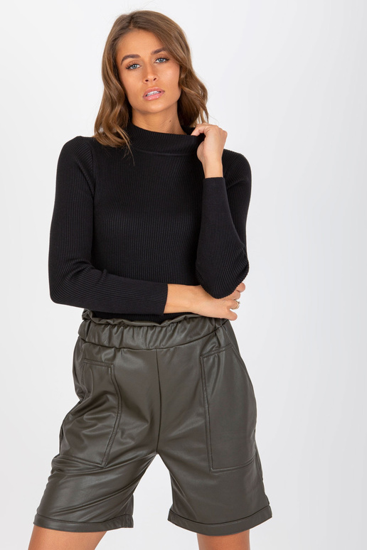 Černý jednoduchý pruhovaný svetr s...