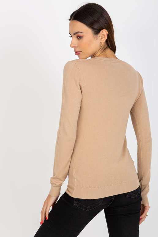 Tmavě béžový dámský klasický svetr s...