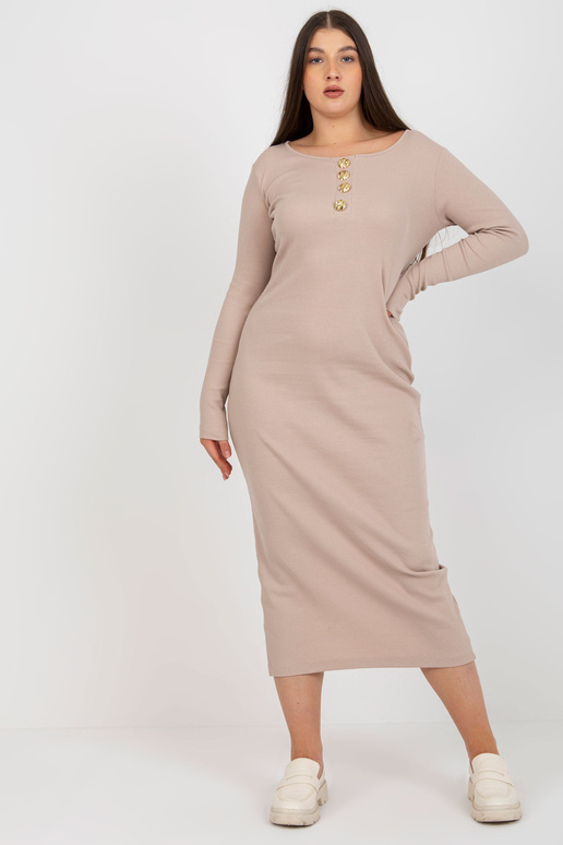 Béžové žebrované šaty větší velikosti...