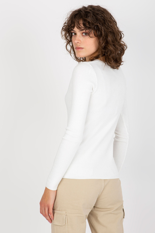 Bílý klasický svetr s výstřihem do V