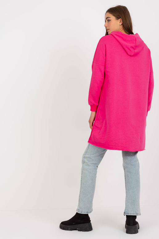 Fluo růžová bavlněná dlouhá mikina